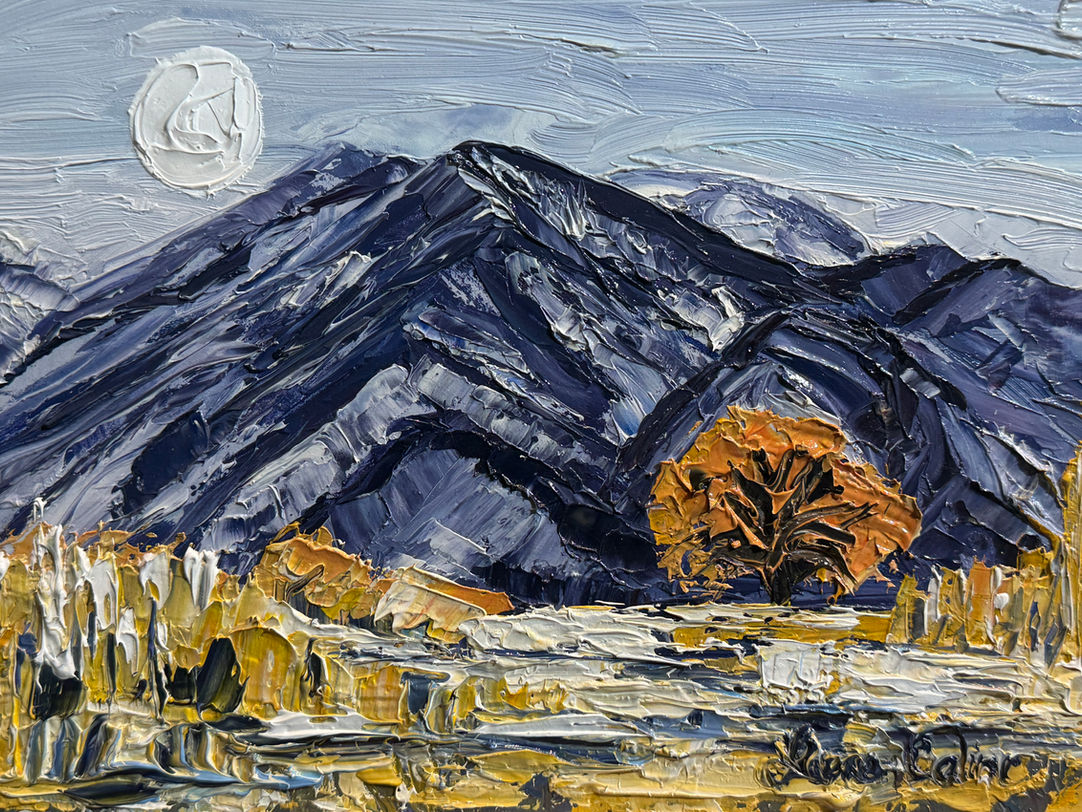 Cold Mountain Moonrise 8" x 10" oil on wood panel