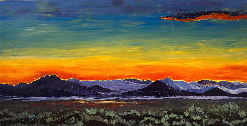 Consecrated Sunset, Taos 20" x 40" oil on canvas