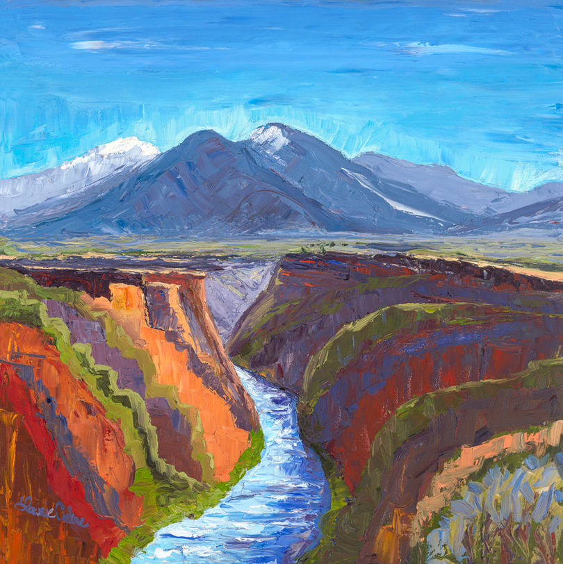 Dazzling River and Mountainmy original Under 20" x 20" oil on canvas