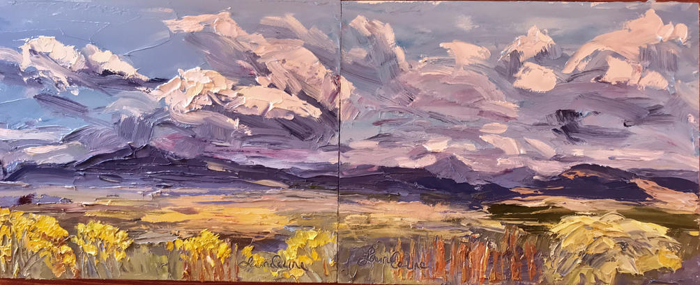 Autumn Sky, Diptych, two 8 x 10 panels.