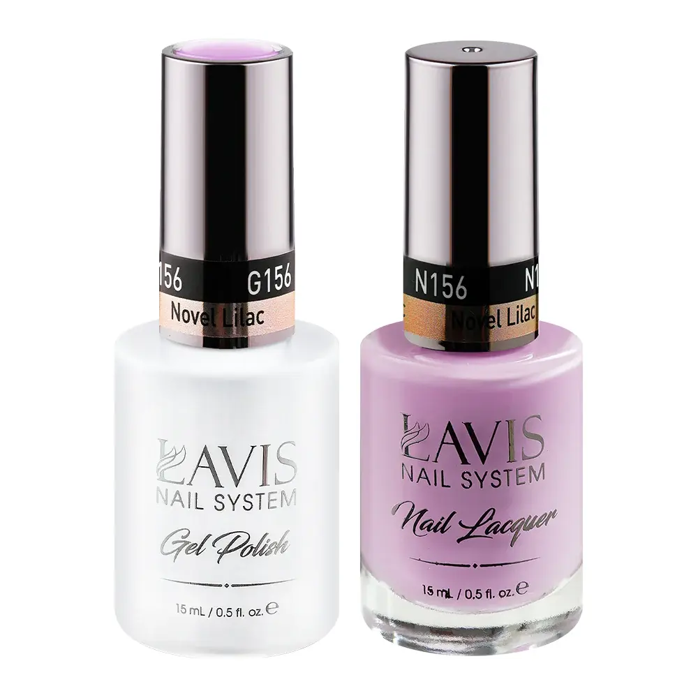LAVIS GEL NAIL POLISH DUO - 156 PURPLE COLORS - NOVEL LILAC