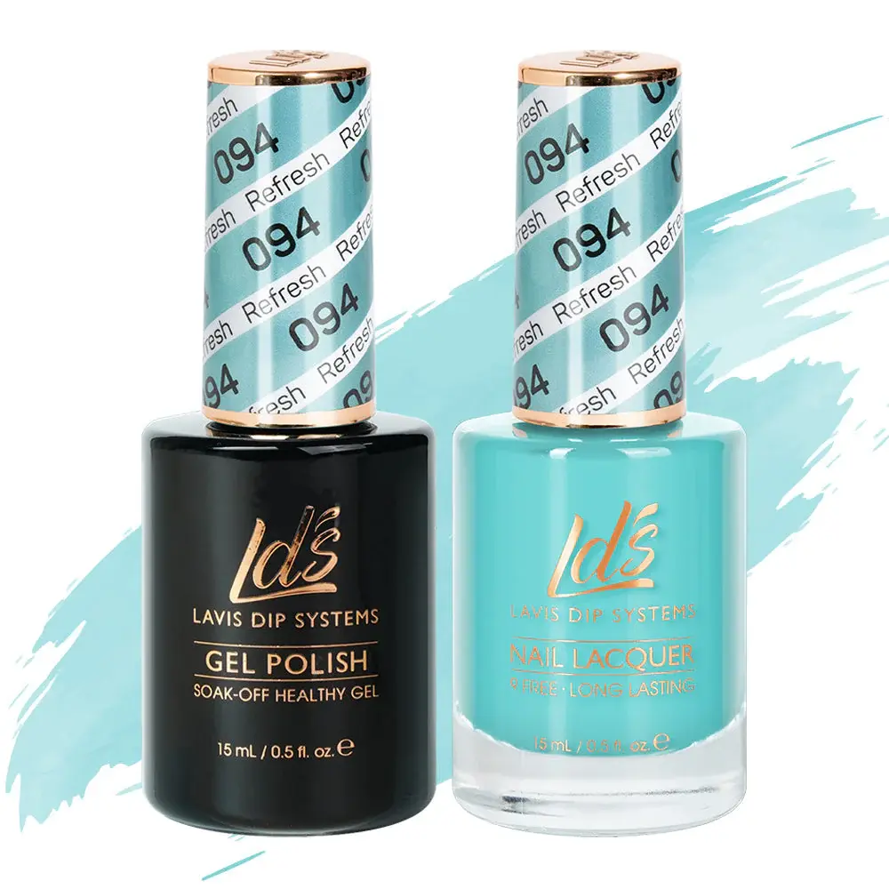 LDS HEALTHY GEL & LACQUER LDS Gel Nail Polish Duo - 094 Blue Mint Colors - Refre