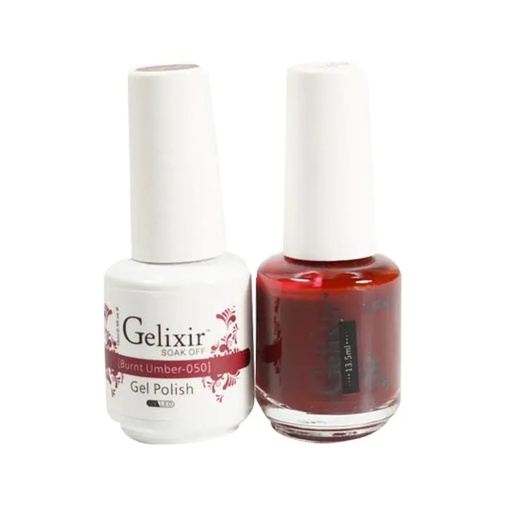 GELIXIR GEL NAIL POLISH DUO - 050 RED COLORS - BURNT UMBER