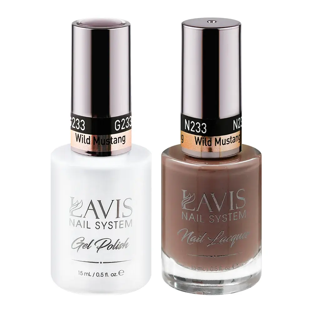 LAVIS GEL NAIL POLISH DUO - 233 BROWN COLORS - WILD MUSTANG