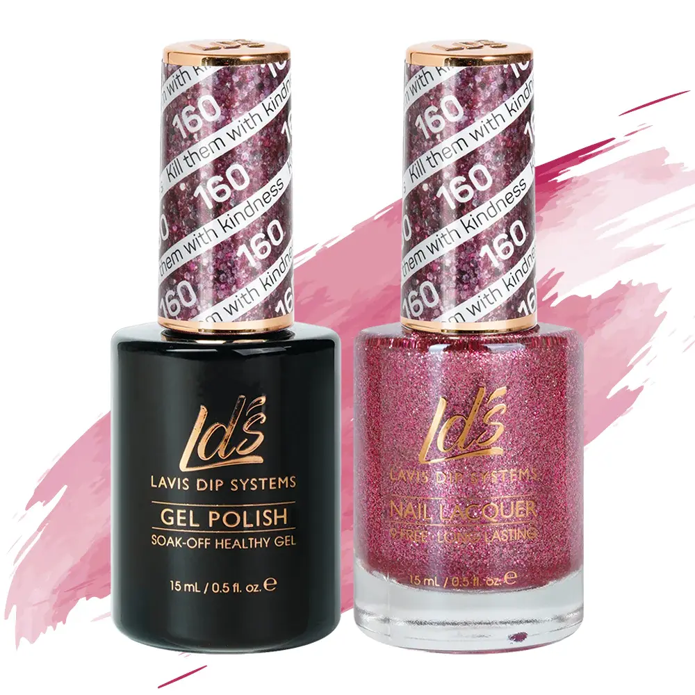 LDS HEALTHY GEL & LACQUER LDS Gel Nail Polish Duo - 160 Glitter Pink Colors - Ki