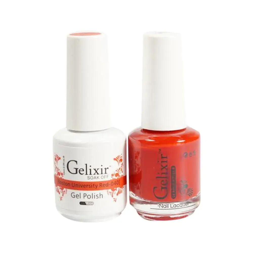GELIXIR GEL NAIL POLISH DUO - 040 RED COLORS - BOSTON UNIVERSITY RED