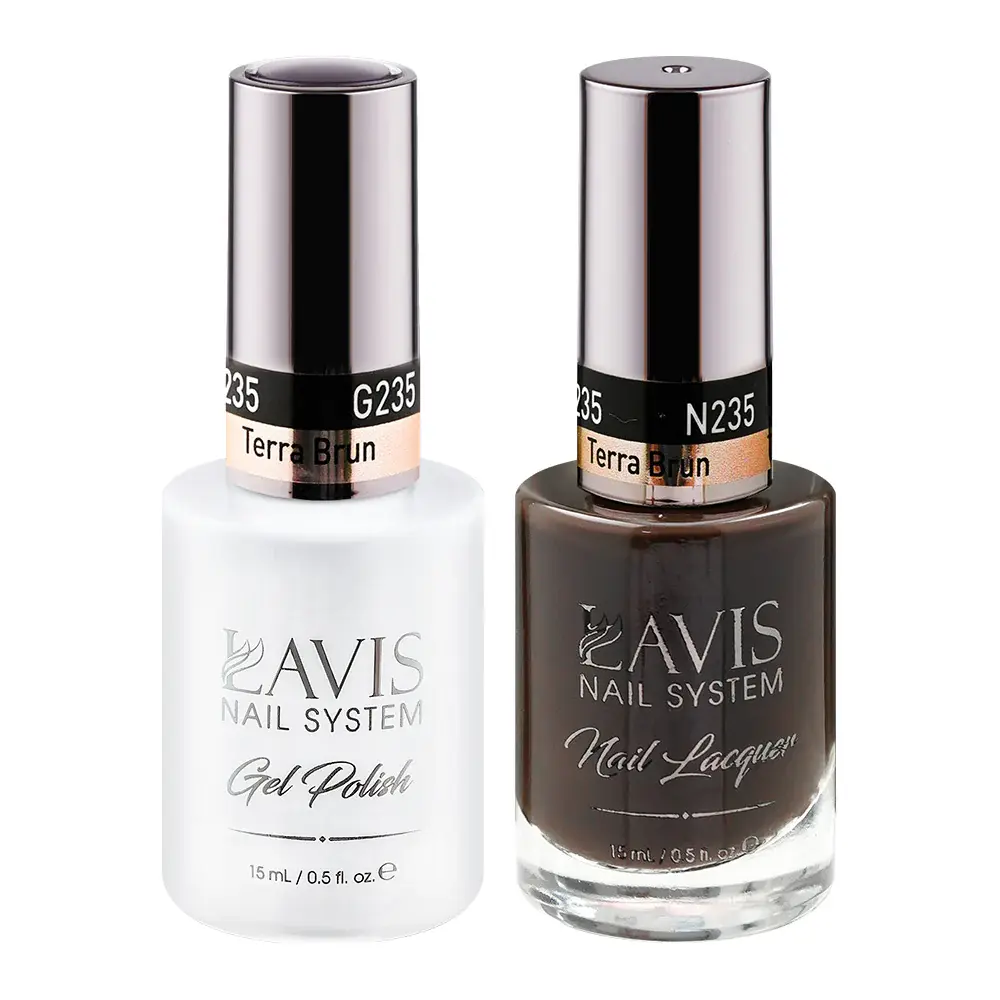 LAVIS GEL NAIL POLISH DUO - 235 BROWN COLORS - TERRA BRUN
