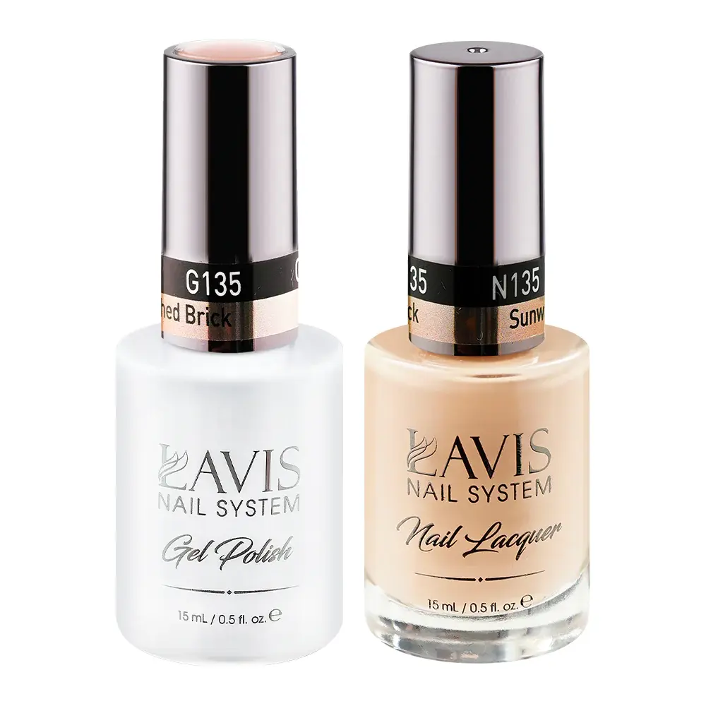 LAVIS GEL NAIL POLISH DUO - 135 NUDE COLORS - SUNWASHED BRICK