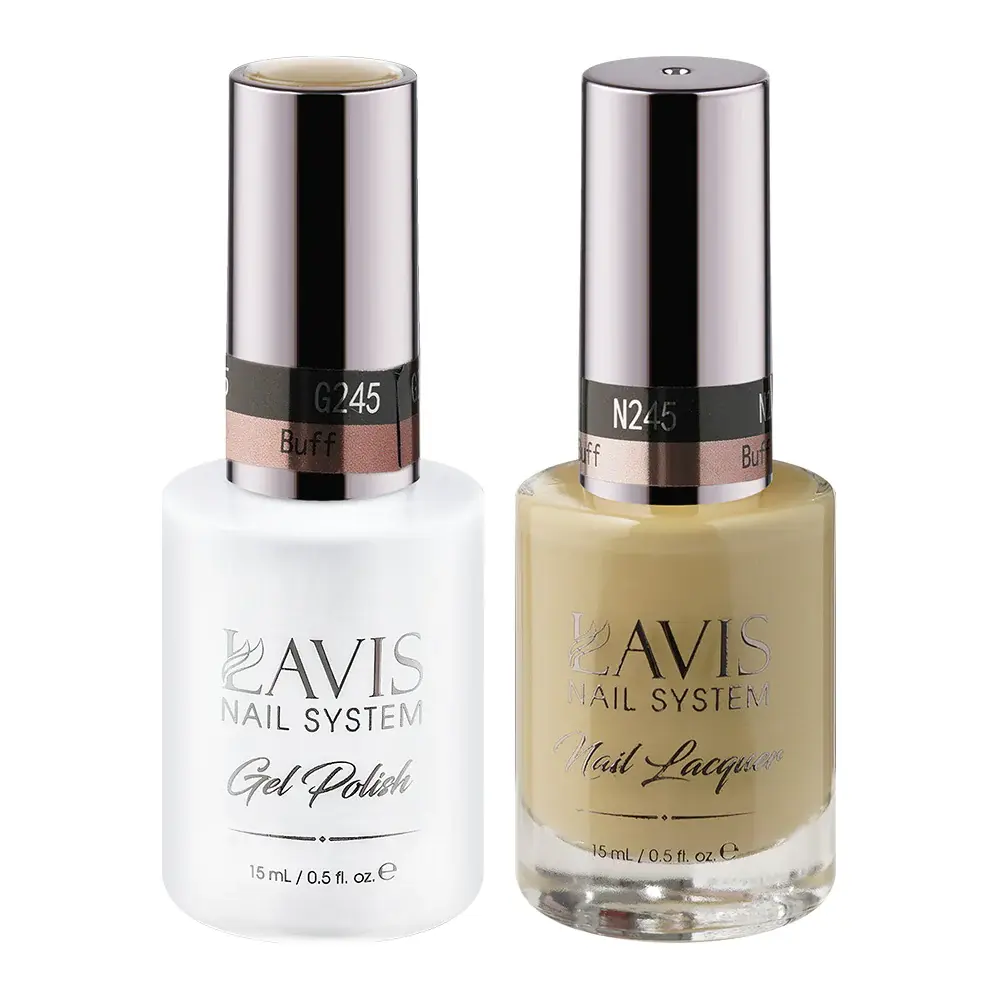 LAVIS GEL NAIL POLISH DUO - 245 YELLOW COLORS - BUFF
