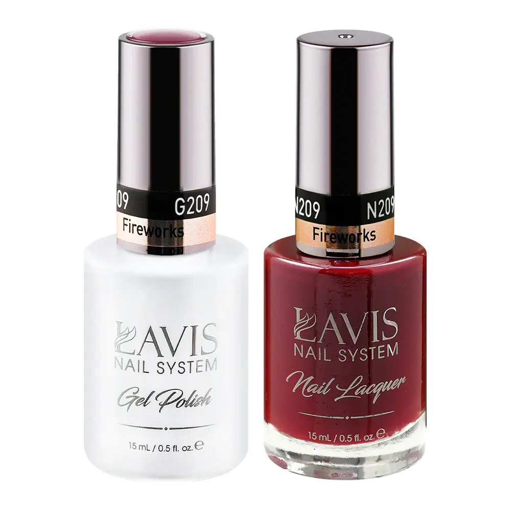 LAVIS GEL NAIL POLISH DUO - 209 CRIMSON COLORS - FIREWORKS