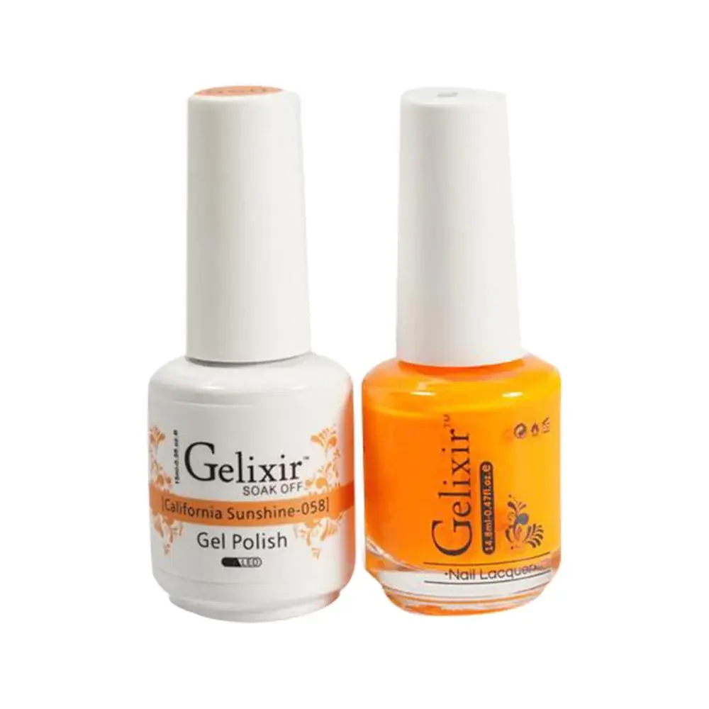 GELIXIR GEL NAIL POLISH DUO - 058 ORANGE COLORS - CALIFORNIA SUNSHINE 