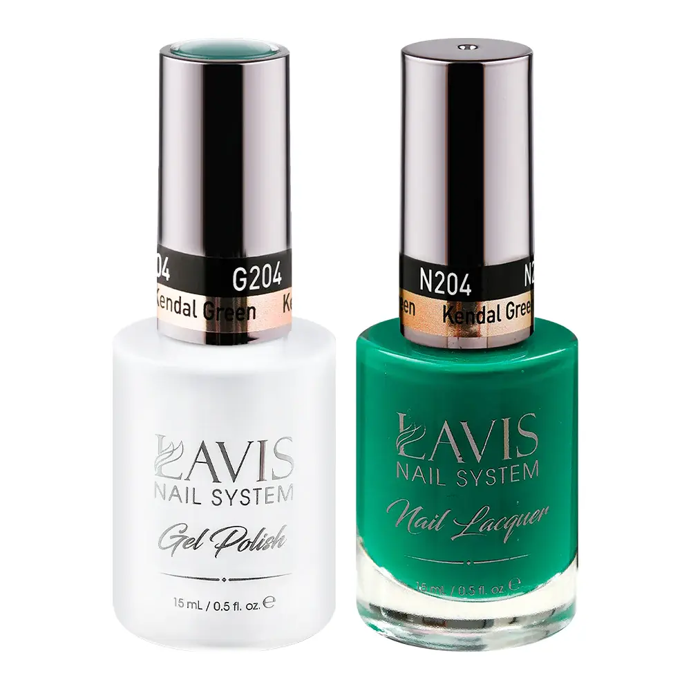 LAVIS GEL NAIL POLISH DUO - 204 GREEN COLORS - KENDAL GREEN