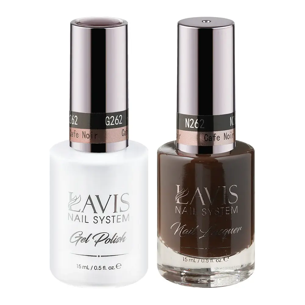 LAVIS GEL NAIL POLISH DUO - 262 BROWN COLORS - CAFE NOIR