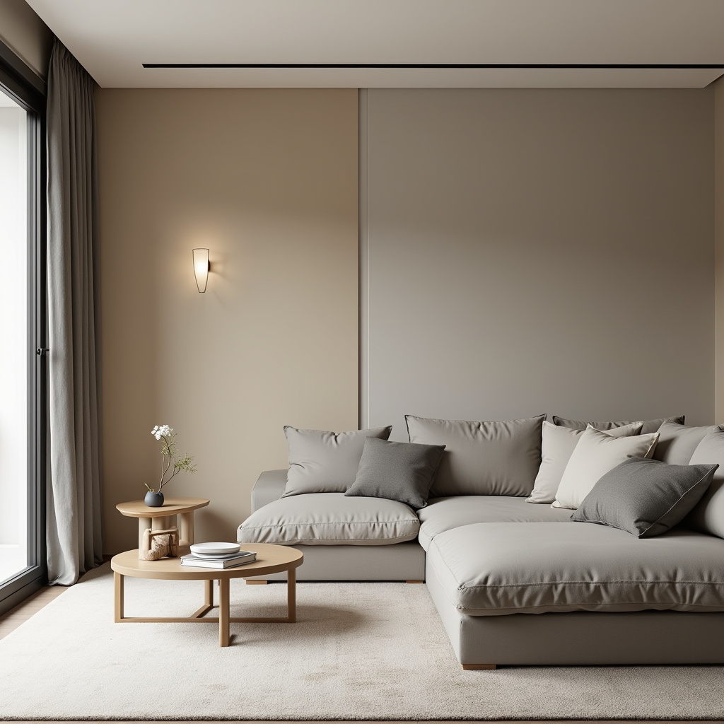 Frisch renoviertes Wohnzimmer in baigen Farben 