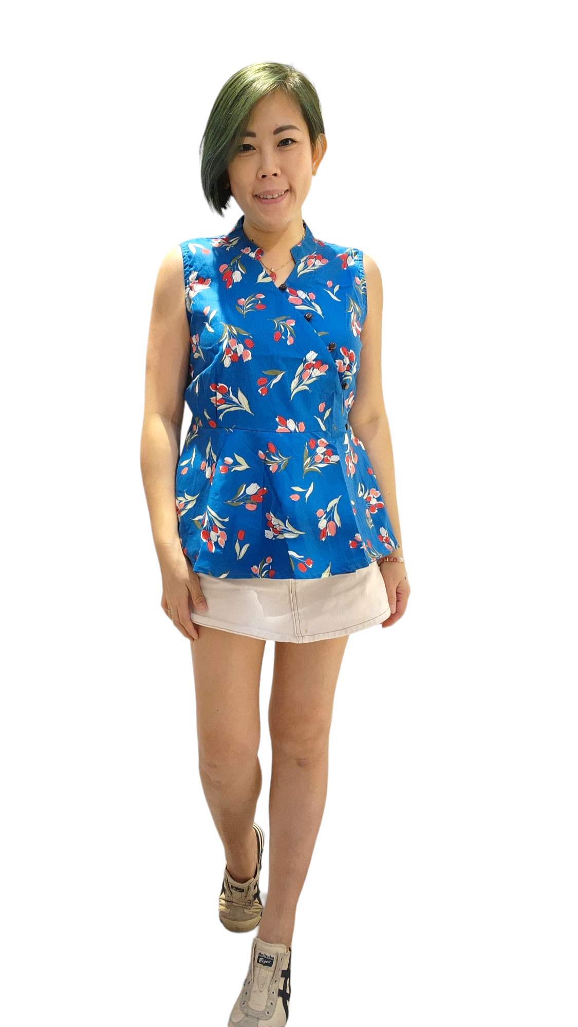 #BM116 Cotton Wrapped Blouse In Blue