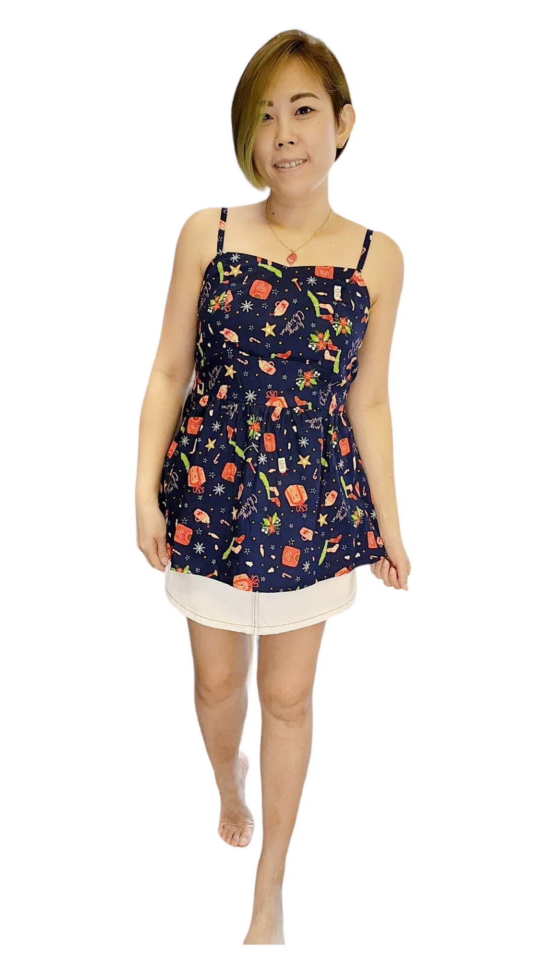 #BM106 Xmas Spag Blouse In Navy