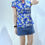 Thumbnail: CHN12 Keyhole Back Cheongsam Top In Blue