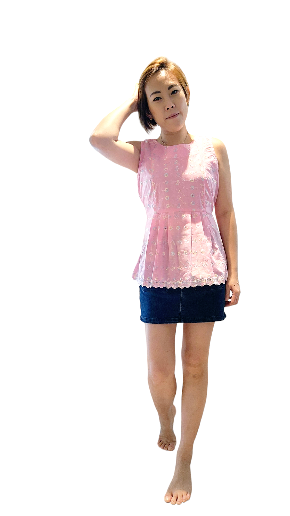 #BM92 Eyelet Blouse In Pink
