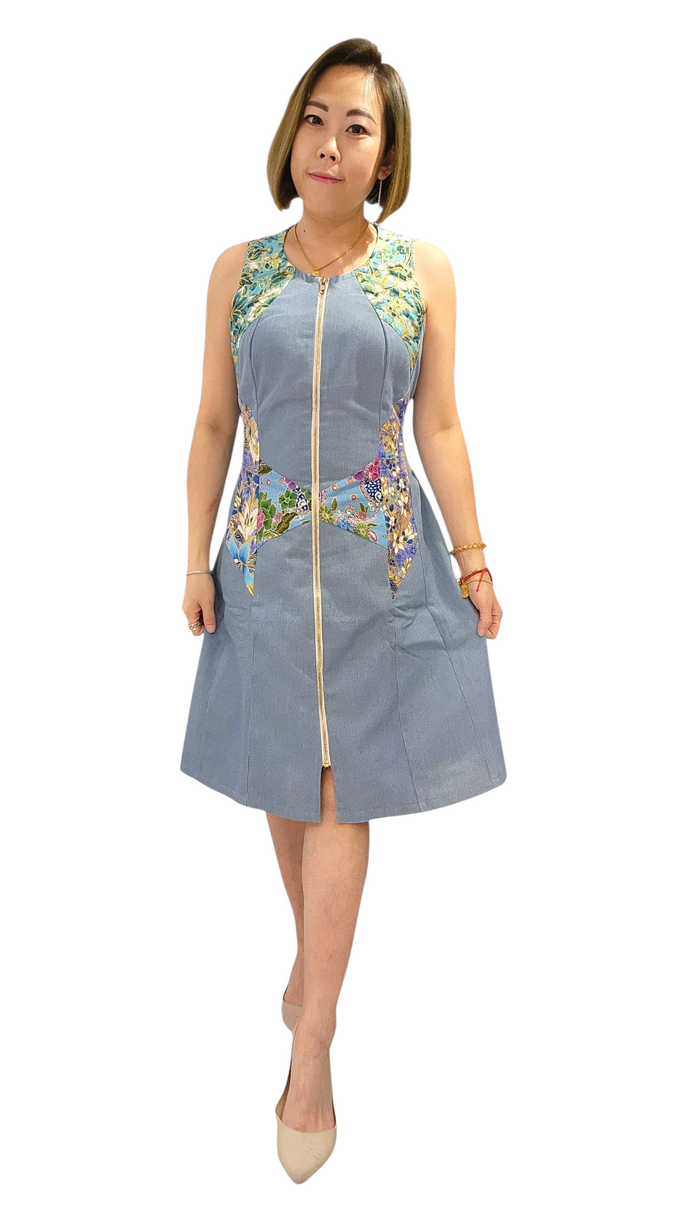 NK 20-3-68G Denim + Batik Dress