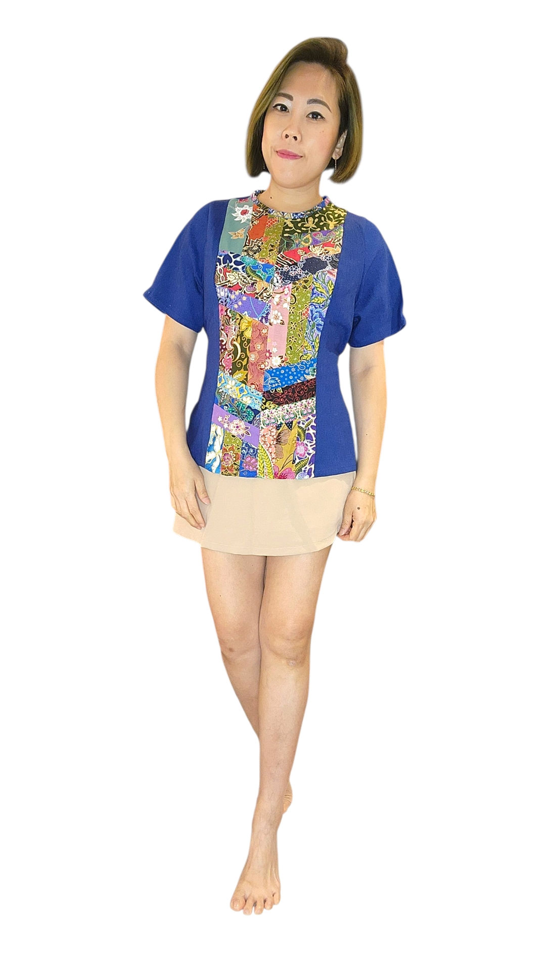 NK 6-2-69B Denim+Batik Top