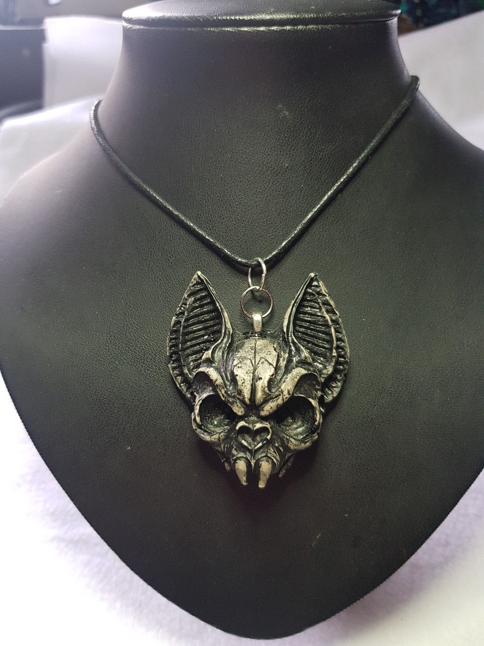Bat Skeleton Resin Pendant Necklace .. Echolocation 0295