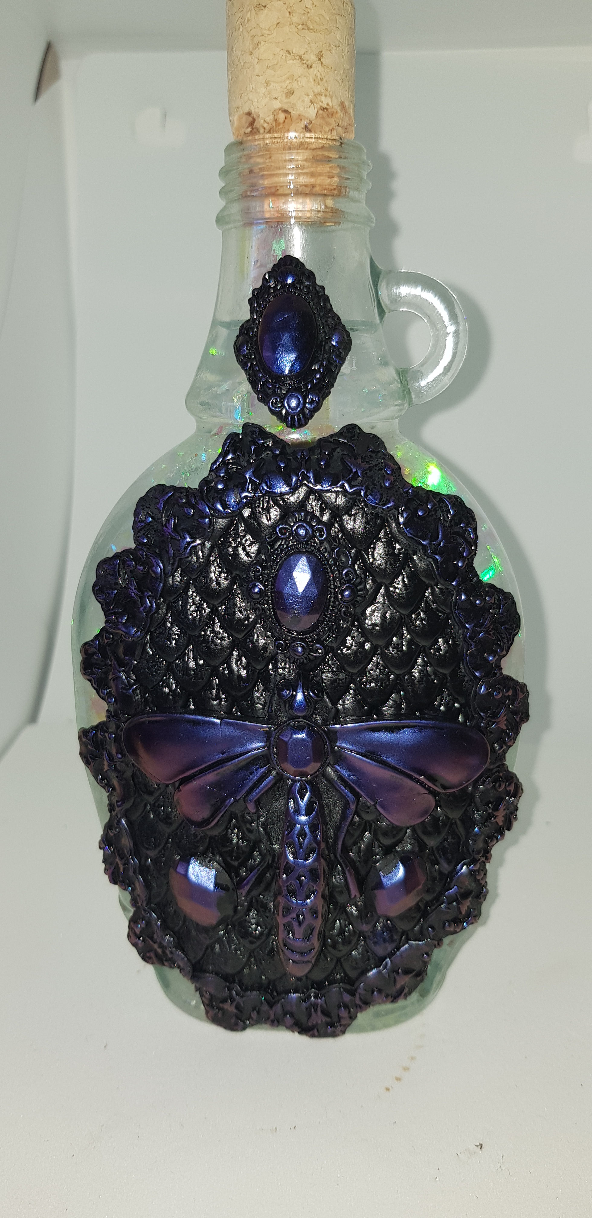 Dragonfly Black & Metallic Blue *Death* Potion Bottle .. No. 229