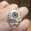 Thumbnail: "Marina" Sterling Silver Glass Eye Ring .. 0410