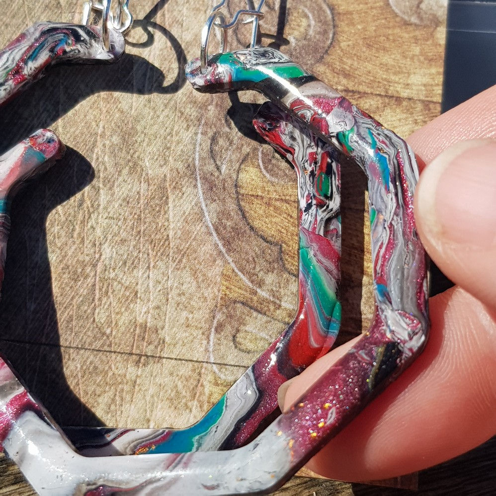 Rainbow with Gold Large Hoop Earrings ..