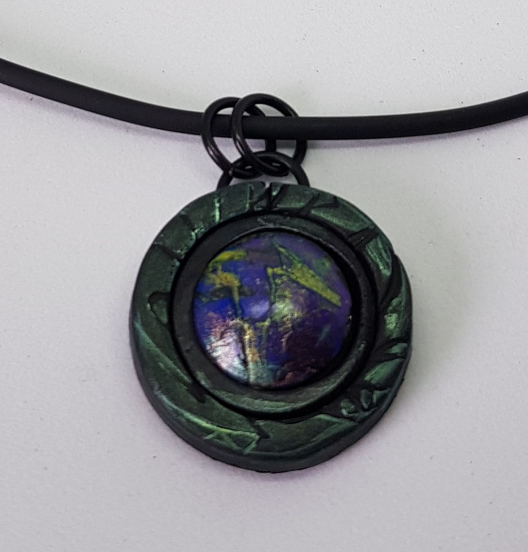 Small Circle Baby Dragons Scales Pendant .. No.37 ..