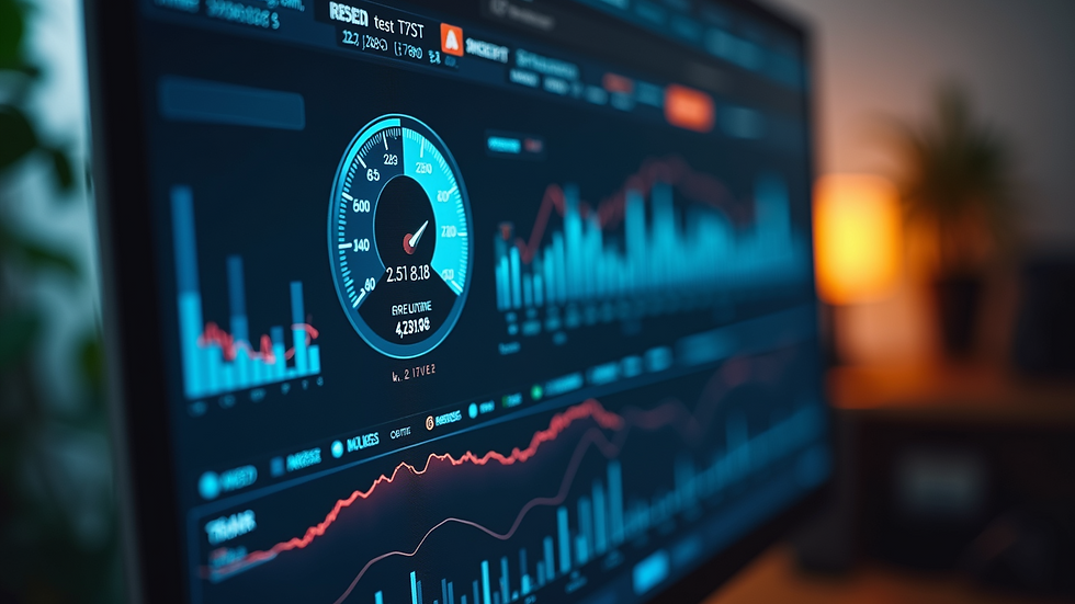 High angle view of a website speed test result on a computer screen