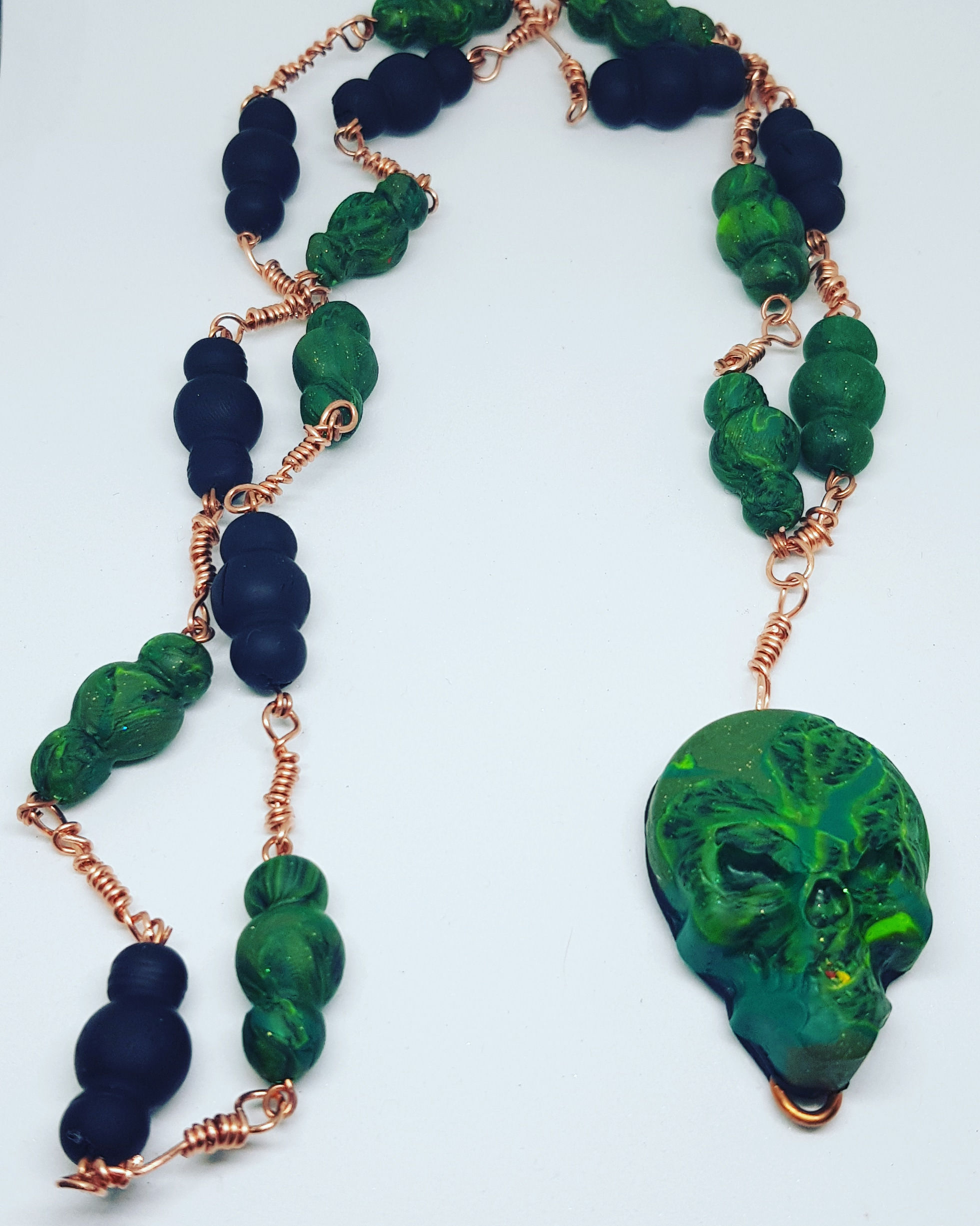 Green & Black Skull Rosary .. No. 47 ..