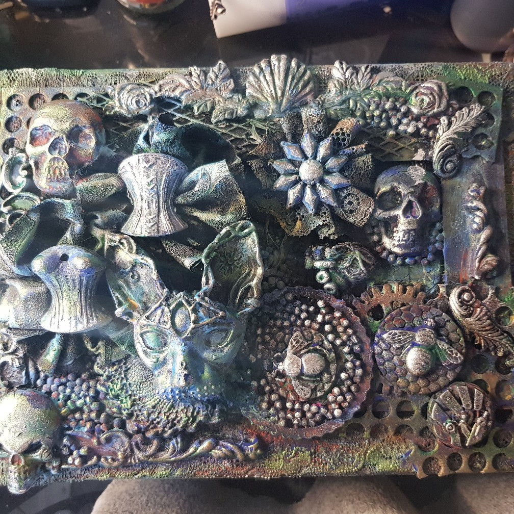 Baroque Vintage Style Cats n'Corsets Decorated Box .. Extra Large ..