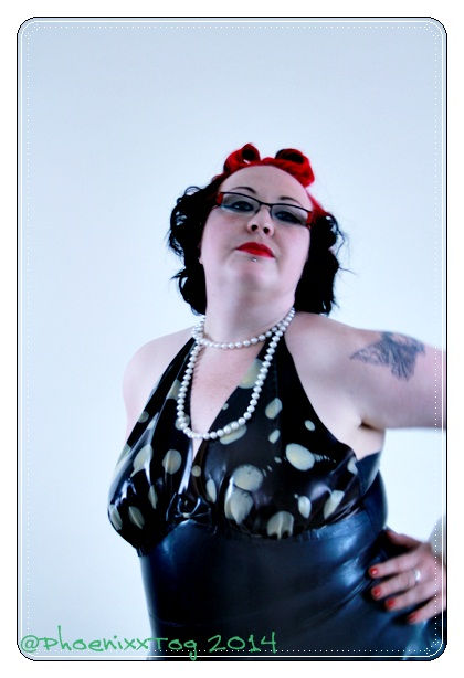 Thumbnail: Plus Size Latex *Polka* Halter Phoenixx Dress .. SS2012