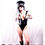 Thumbnail: Uk Size 8 - Petite Size Black Deep Neck Latex Leotard