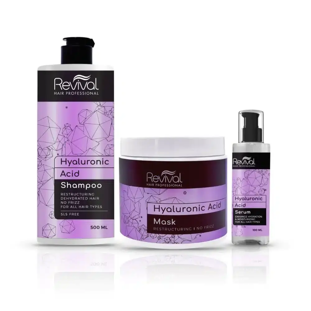 ערכה חומצה היאלרונית | שמפו, מסכה וסרום - רביבל Revival