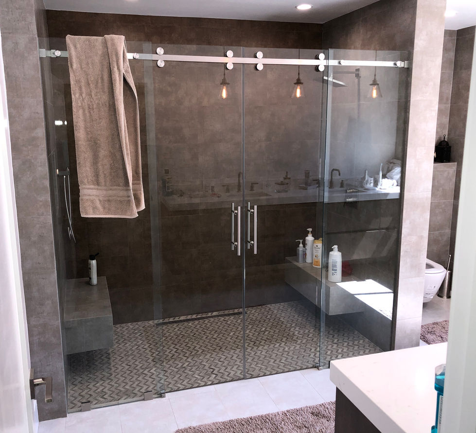 Hanging Sliding glass doors.