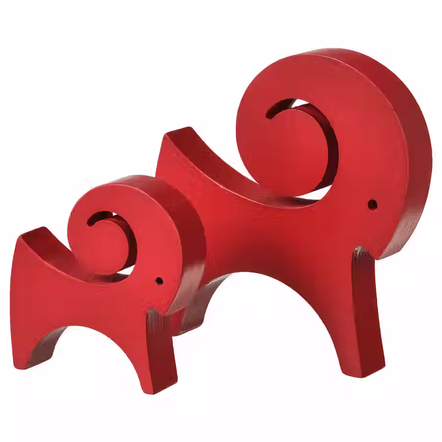 Decoration, set of 2, goat red