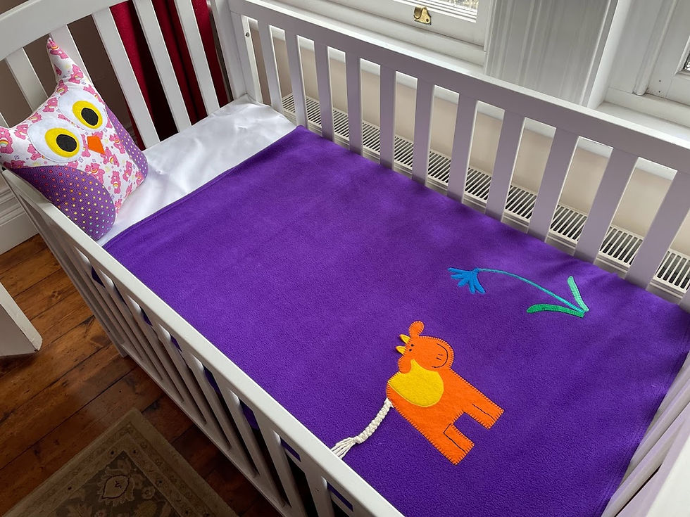 Thumbnail: Fleece Blanket - Orange Cow on Purple
