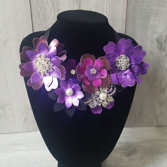 Thumbnail: Statement Neckpiece - Plum & Silver