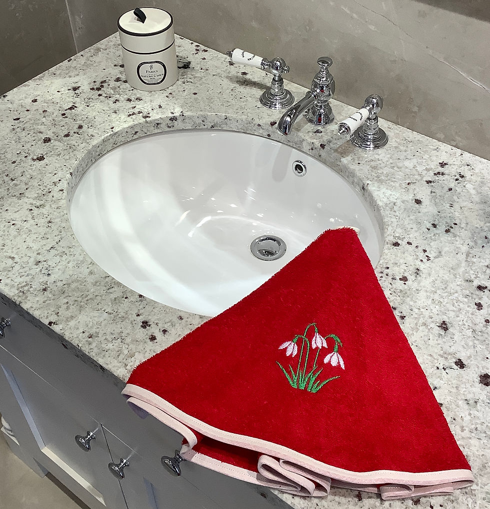 Thumbnail: Embroidered Circular Towel - Snowdrops