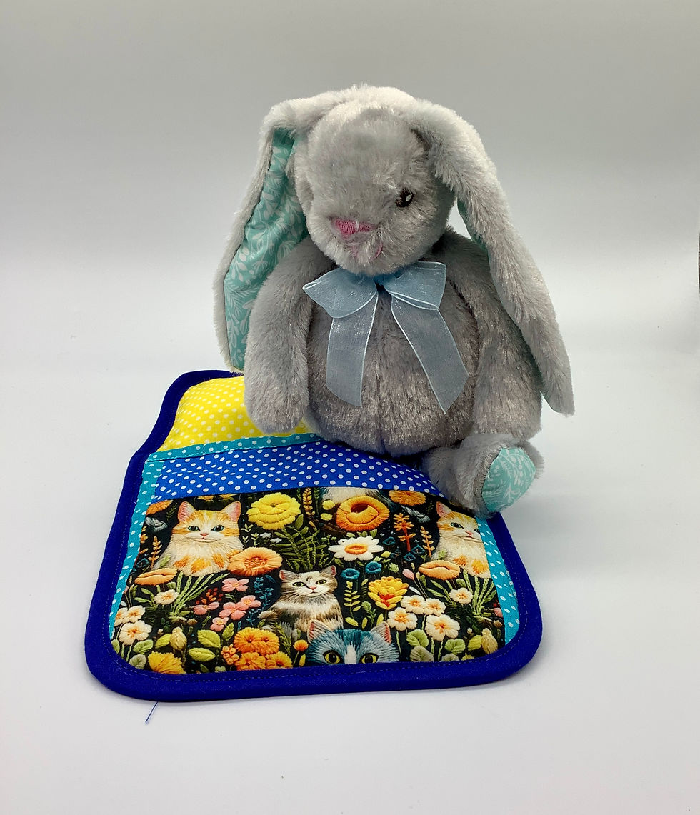 Thumbnail: Large Ted in a Bed - Grey Bunny in Cat Sleeping Bag