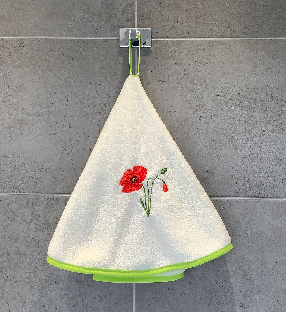Thumbnail: Embroidered Circular Towel - Poppy
