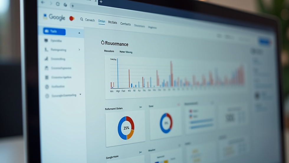 Close-up view of a performance dashboard in Google Ads Editor