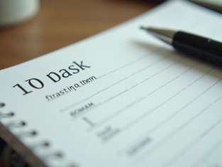 Close-up of a notepad with ad copy notes