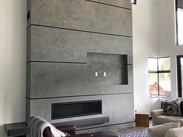 A grey Venetian Plaster bathroom.