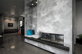 Venetian plaster grey fire place