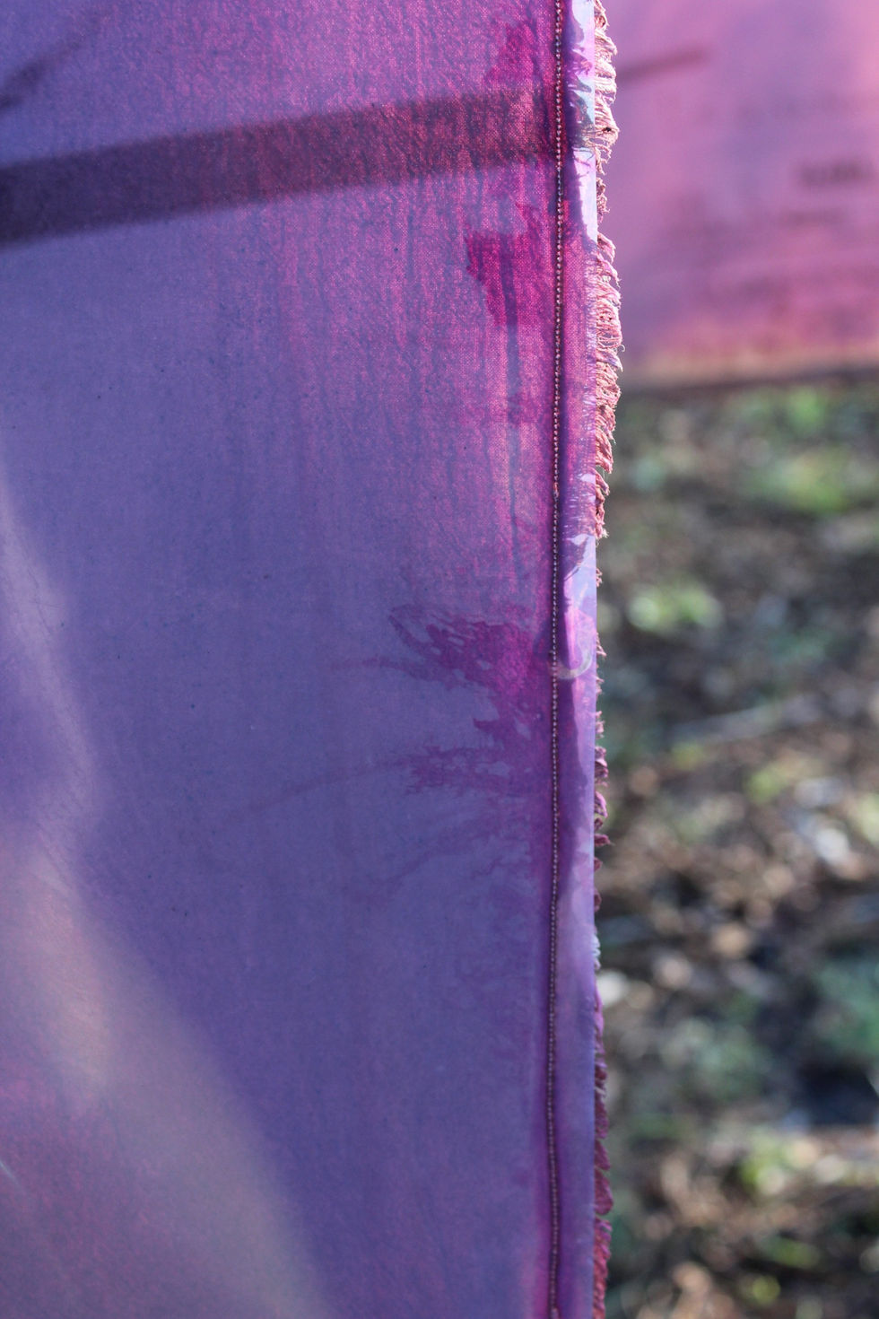 Title: Choked Out
Materials: Cotton, Hand Made Ink, Acetate, Thread
Year: 2025