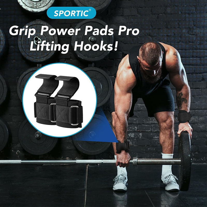 Thumbnail: Weight Lifting Hook Grips With Wrist Wraps Hand-Bar Wrist Strap Gym Fitness Hook