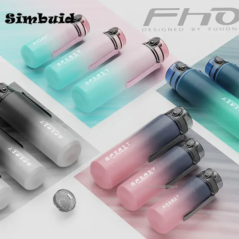 Thumbnail: 1 Liter Large Capacity Sports Water Bottle Leak Proof Colorful Plastic Cup Drink