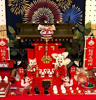 の*ん様 狐 キツネ 残響赤 原画 1点物 (2024年12月製作) Fox 2024／キツネ2024 | Katsuta Kyohei ORIGAMI